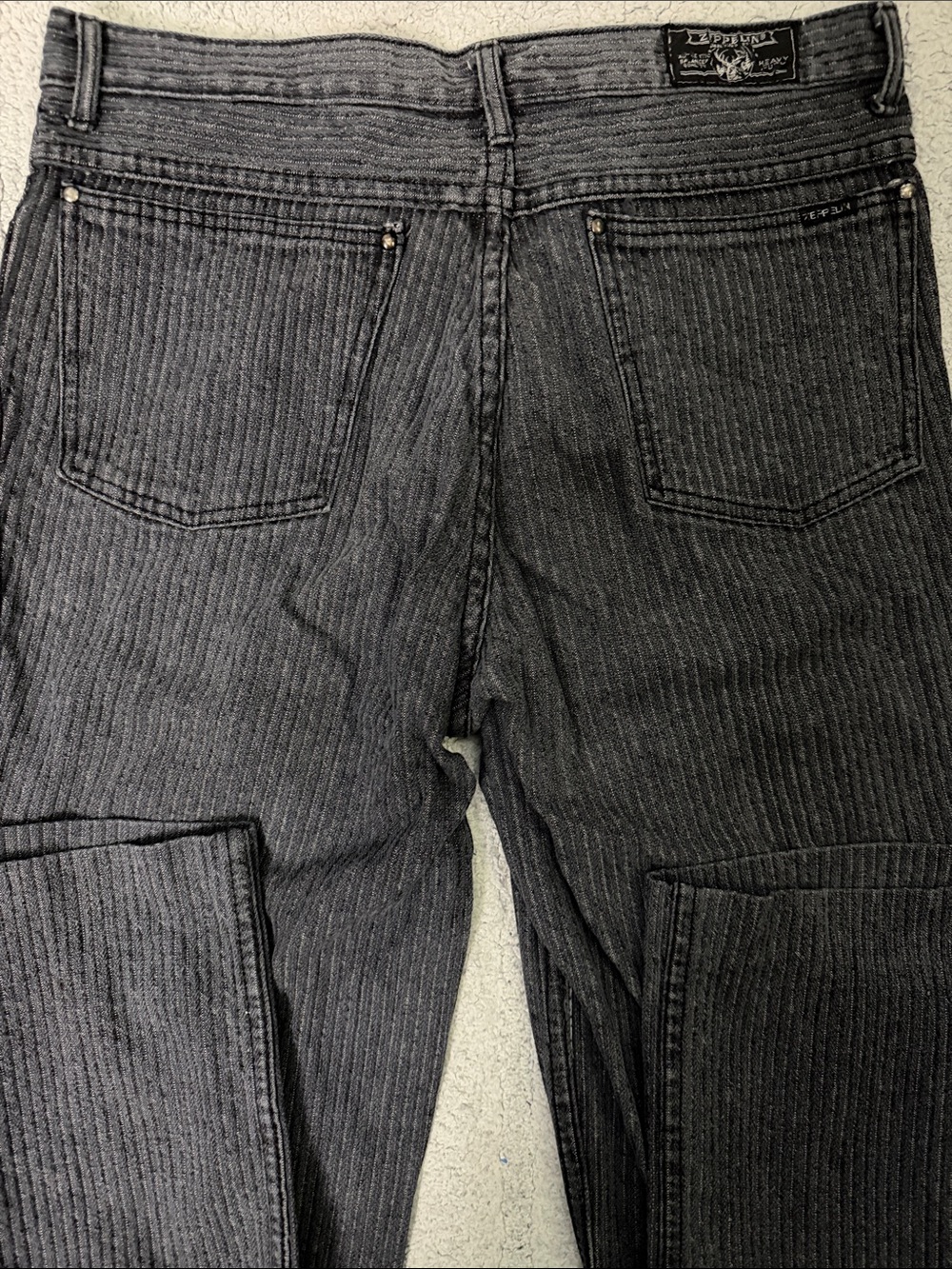 VTG Zeppelin Early 80’s Black Pinstriped Jeans - 32”x30”